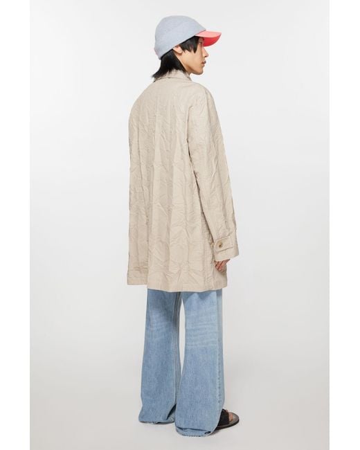 Acne Natural Crinkled Buttoned Trench Coat for men