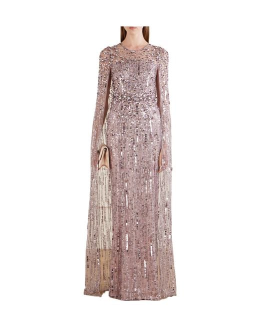 Jenny Packham Purple Sequined Tulle Gown