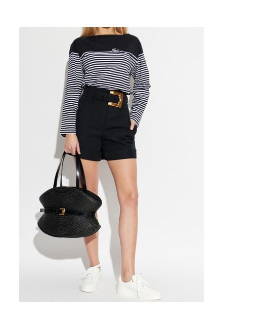 Balmain Black Striped Long-Sleeve Top