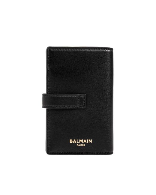 Balmain Black Padlock-Detail Calf Leather Wallet