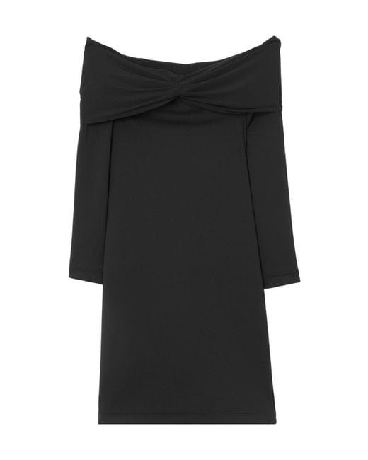 Burberry Black Gathered-Detail Off-Shoulder Stretch Midi Dress