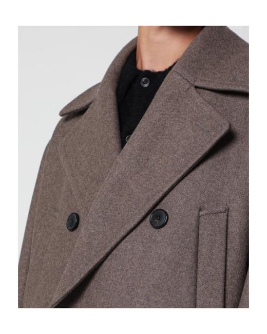 Dries Van Noten Gray Taupe Double-Breasted Coat for men