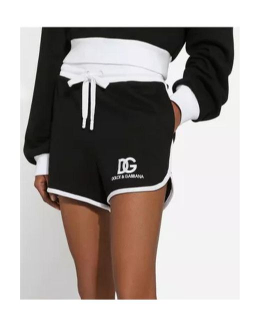 Dolce & Gabbana Black Dg Logo Embroidered Jersey Shorts