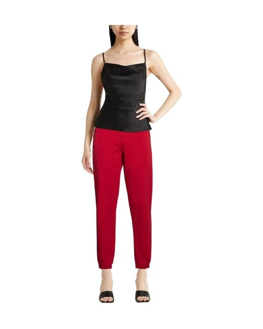 Max Mara Red Simple Solid-Color Sweatpants