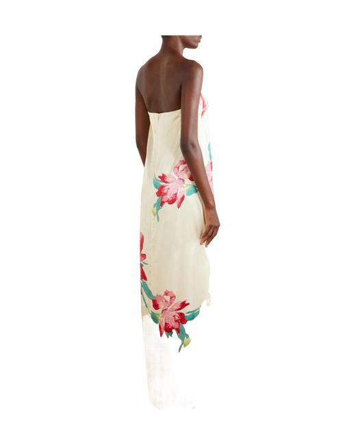 Rebecca Vallance White Bloom Floral-Print Silk Gown