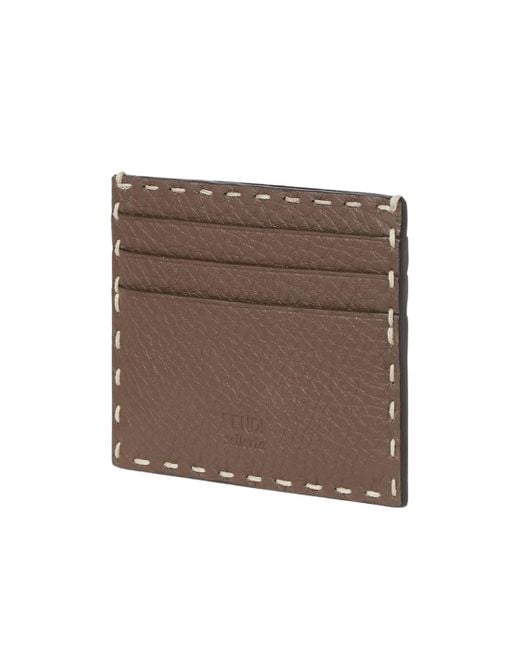 Fendi Brown Selleria Cardholder for men