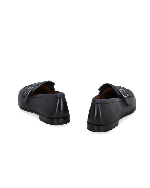 Doucal's Blue Leather Loafers for men