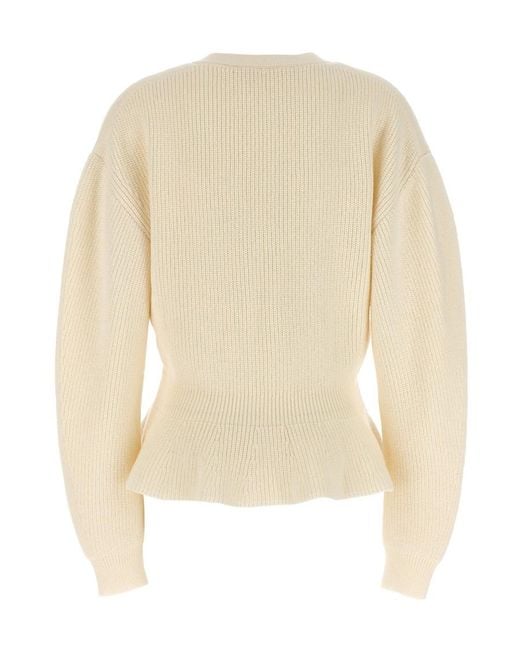 Chloé Natural Chloé Ruffled Knit Cardigan