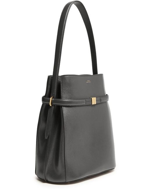 Totême Black Belted Leather Bucket Bag