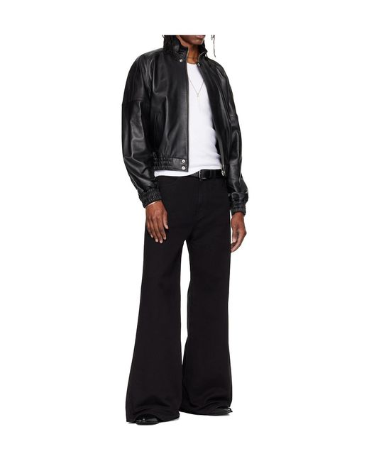 Lu'u Dan Black Stand-Up Collar Leather Jacket for men