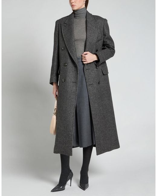 Max Mara Black Herringbone Long Coat