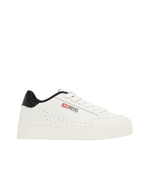 DIESEL White Round Toe Sneakers