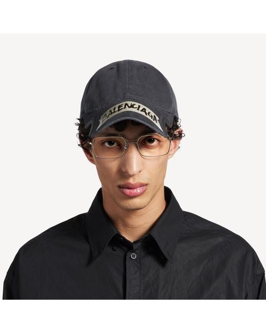 Balenciaga Black Masking Tape Distressed Baseball Cap for men