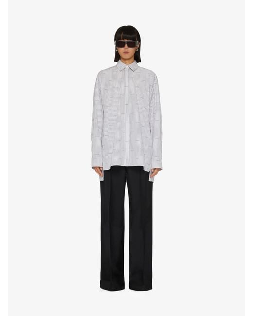 Givenchy White Allover 4G Patterned Oversized Shirt