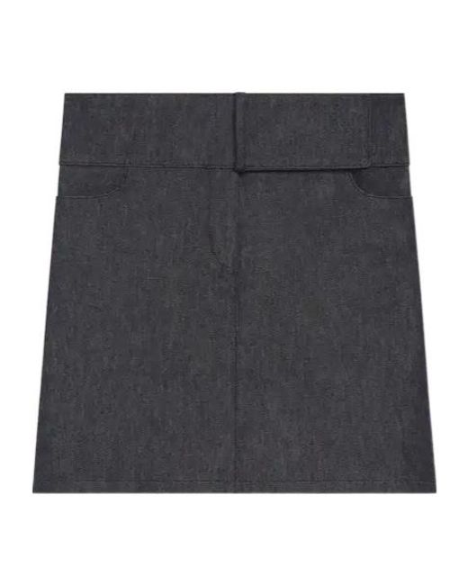 Courreges Black Courrèges Belted Denim Mini Skirt