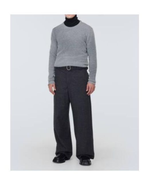 Jil Sander Blue Virgin Wool Wide-Leg Pants for men