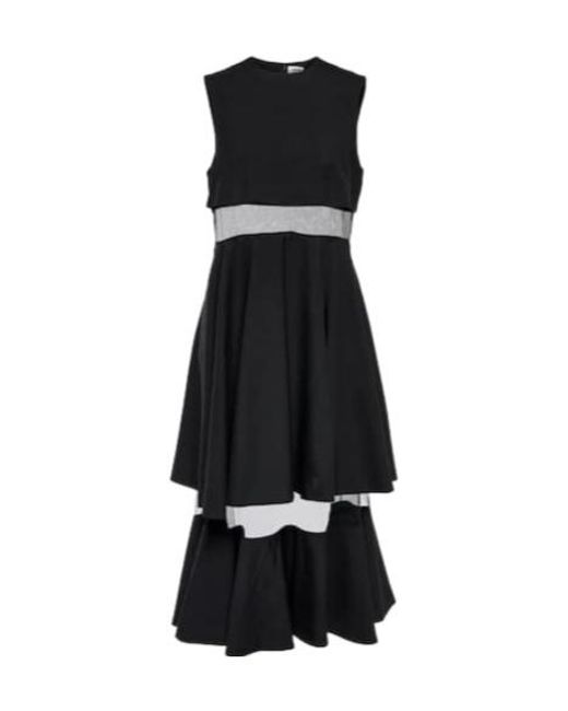 Comme des Garçons Black Mesh-Trimmed Wool Midi Dress
