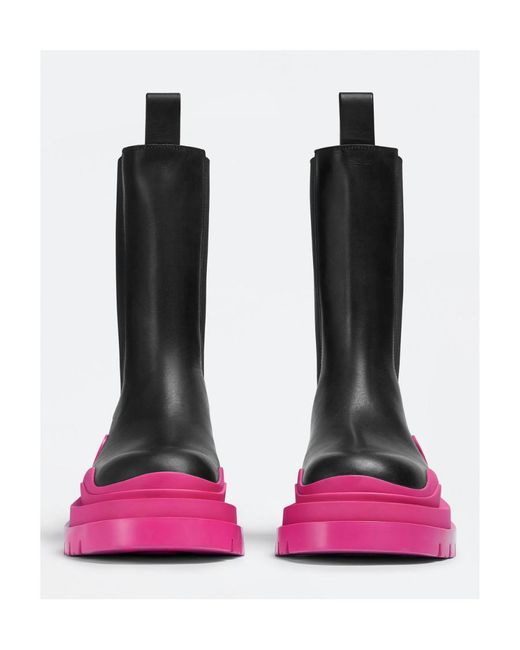 Bottega Veneta Pink Tire Two-Tone Ankle Boots