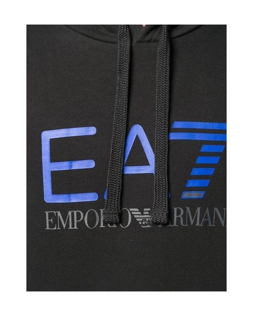 EA7 Black Logo Printed Sweater for men