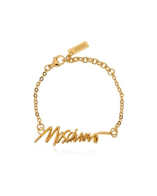 Moschino Metallic Logo Embellished Bracelet