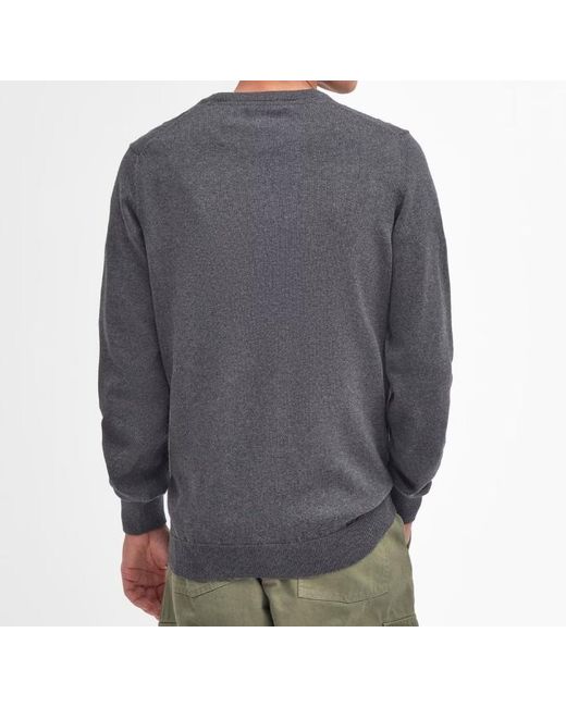 Barbour Gray Crew-Neck Cotton Jumper for men