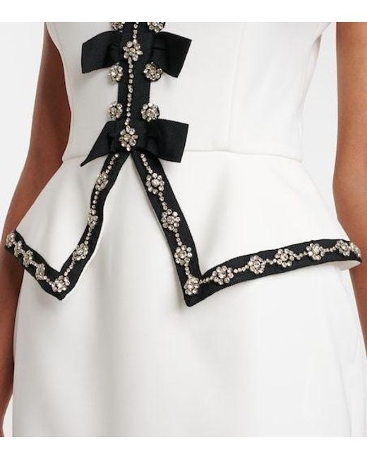 Jenny Packham White Bisou Crystal-Embellished Midi Dress