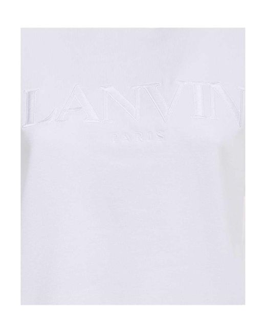 Lanvin White Logo-Embroidered Drawstring Hoodie