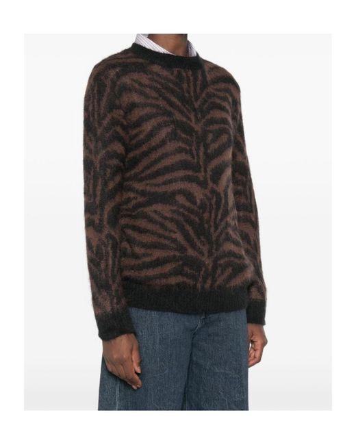 P.A.R.O.S.H. Black Zebra-Pattern Crew-Neck Sweater