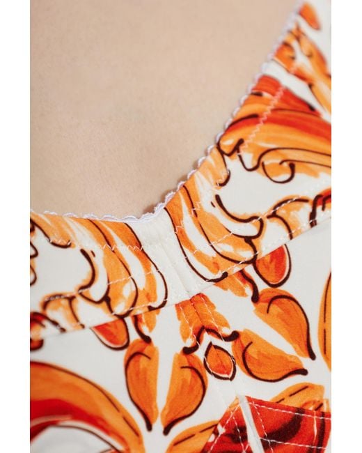 Dolce & Gabbana Red Majolica Printed Midi Dress