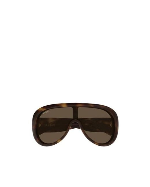 Gucci Brown Eyewear Pilot Frame Sunglasses for men