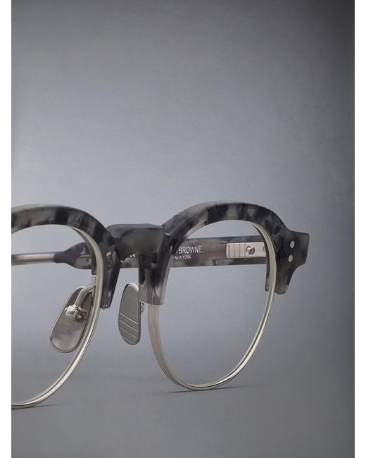 Thom Browne White Tortoiseshell Oval-Frame Glasses for men