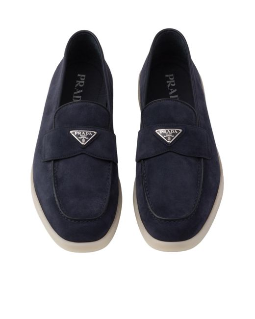 Prada Blue Suede Loafers for men