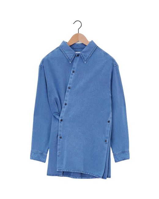 Lemaire Blue Twisted Long Sleeved Denim Shirt