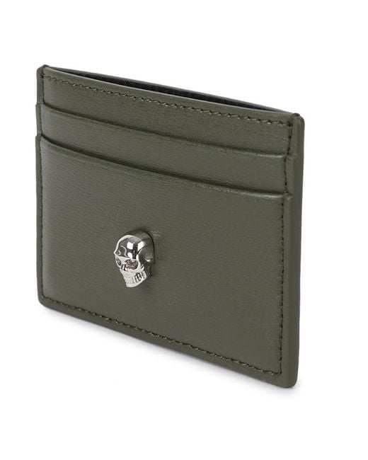 McQueen Green Skull Leather Card Holder