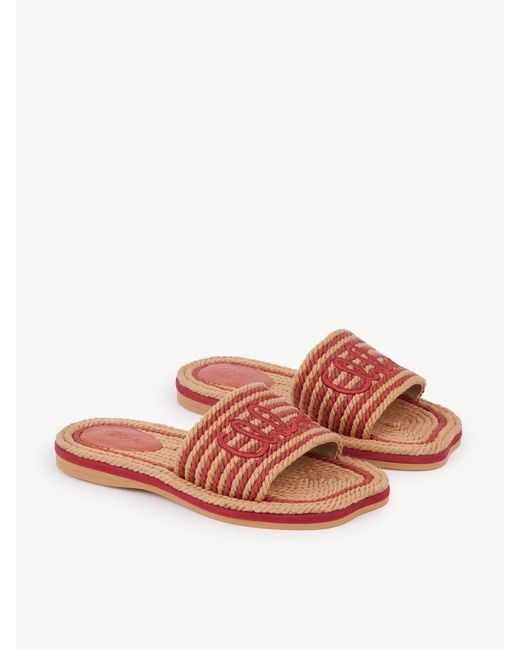 Chloé Pink Chloé Logo Slide Flat Sandals