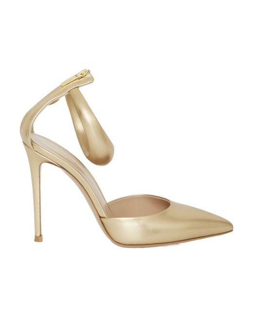 Gianvito Rossi Metallic Pointed-Toe Ankle-Strap Pumps