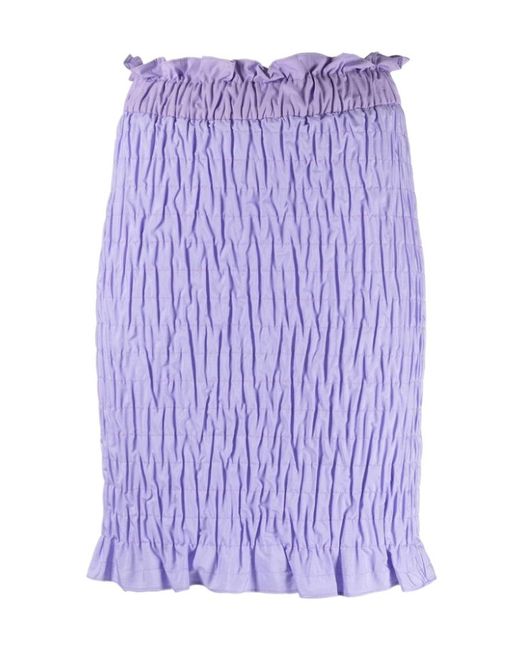 MSGM Purple Shirred-Effect Mini Skirt