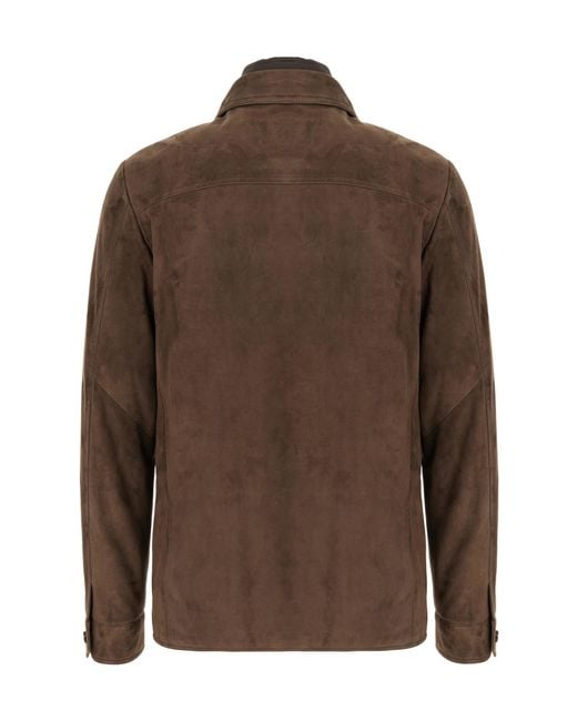 Moorer Brown Torquato Suede Jacket for men