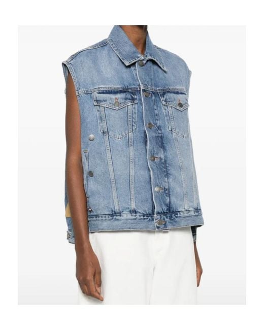Haikure Blue Button-Down Denim Sleeveless Vest