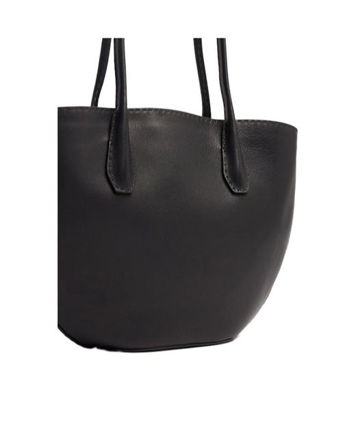 The Row Black Alger Saddle Leather Tote Bag