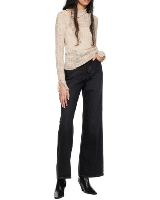 Acne Natural Sheer Ribbed Turtleneck Pullover