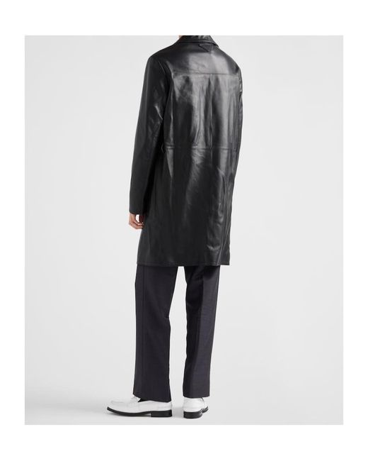 Prada Black Nappa Leather Coat for men