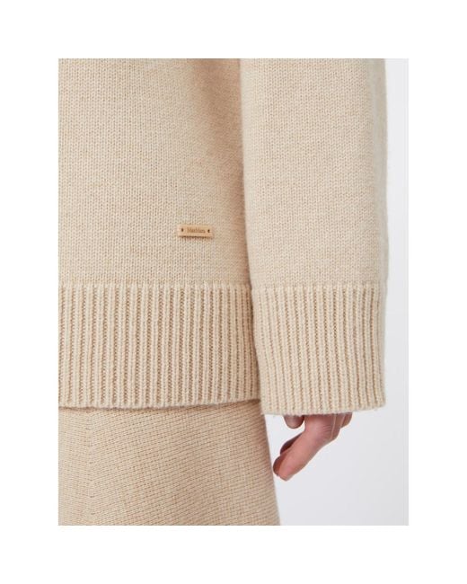 Max Mara Natural Liana Drawstring Knitted Hoodie