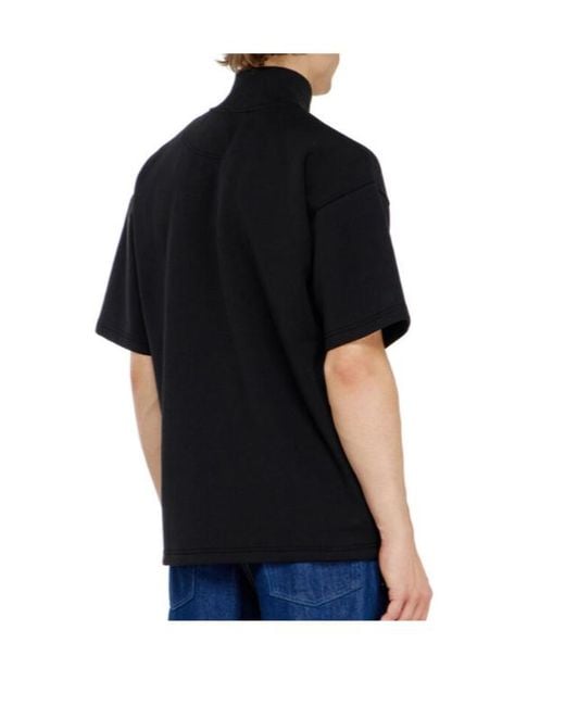DIESEL Black Short-Sleeve Half-Zip Sweatshirt for men