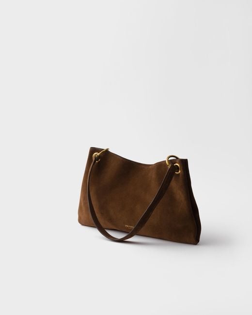 Prada Brown Etude Large Suede Shoulder Bag