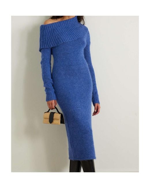 Cult Gaia Blue Strapless Knitted Dress