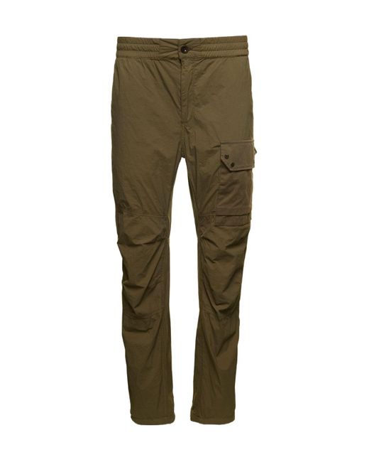 C P Company Green Elastic Waist Tech Cargo Pants for men