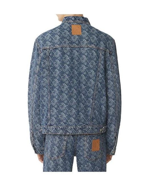 Lanvin Blue Patterned Logo-Patch Jacket for men