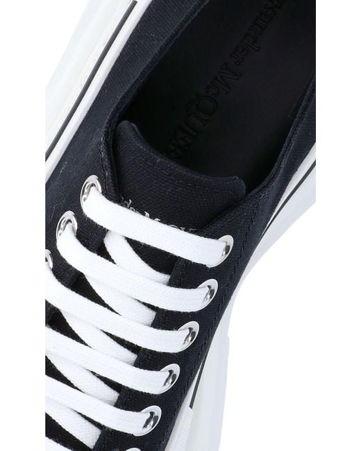 McQueen Black Tread Sleek Lace-Up Sneakers for men