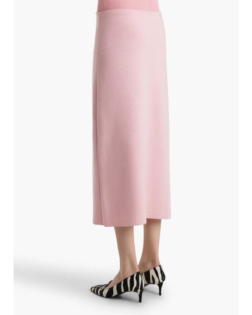 Khaite Pink Ribbed Midi Skirt